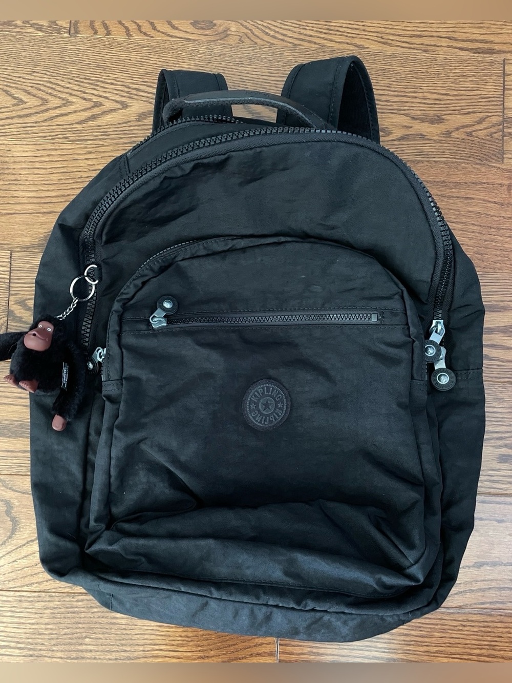 Kipling Black Nylon Seoul Backpack with Monkey Keychain (15” Laptop - Large)